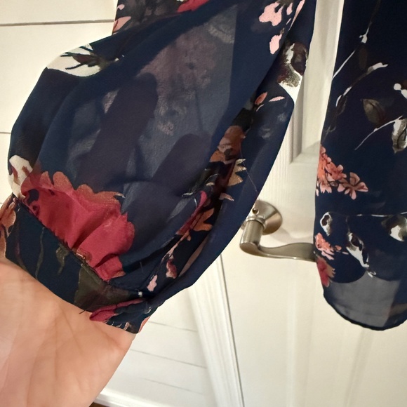 Long sleeve Navy Floral Dress - Picture 2 of 4